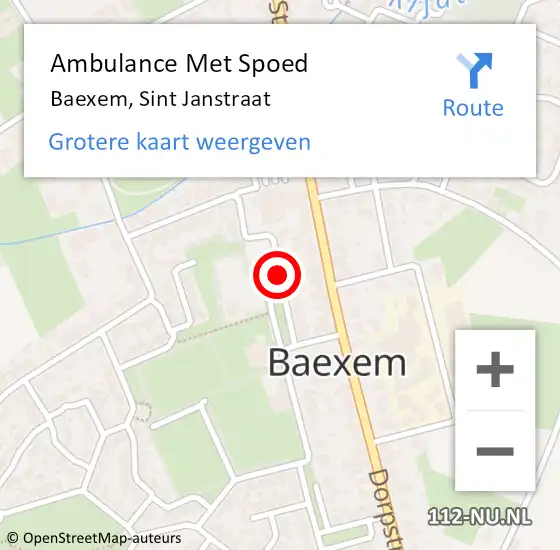 Locatie op kaart van de 112 melding: Ambulance Met Spoed Naar Baexem, Sint Janstraat op 28 augustus 2018 12:37