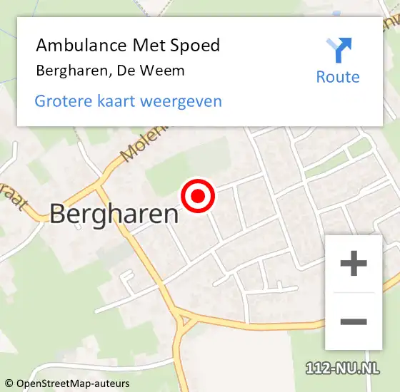 Locatie op kaart van de 112 melding: Ambulance Met Spoed Naar Bergharen, De Weem op 28 augustus 2018 12:49