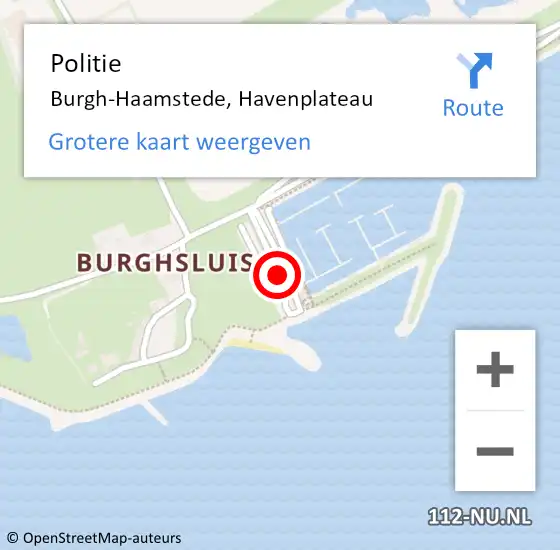 Locatie op kaart van de 112 melding: Politie Burgh-Haamstede, Havenplateau op 28 augustus 2018 13:46