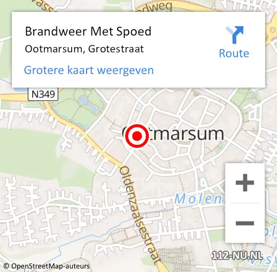 Locatie op kaart van de 112 melding: Brandweer Met Spoed Naar Ootmarsum, Grotestraat op 28 augustus 2018 14:10
