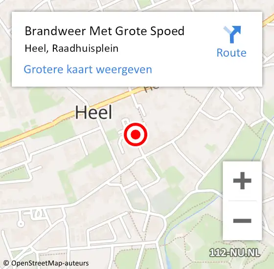 Locatie op kaart van de 112 melding: Brandweer Met Grote Spoed Naar Heel, Raadhuisplein op 28 augustus 2018 14:28