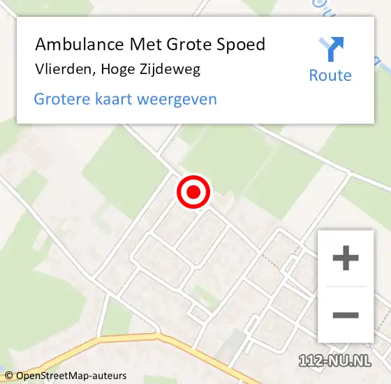 Locatie op kaart van de 112 melding: Ambulance Met Grote Spoed Naar Vlierden, Hoge Zijdeweg op 28 augustus 2018 15:02