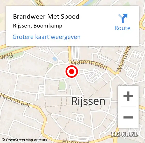 Locatie op kaart van de 112 melding: Brandweer Met Spoed Naar Rijssen, Boomkamp op 28 augustus 2018 15:07