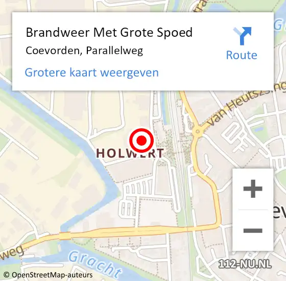 Locatie op kaart van de 112 melding: Brandweer Met Grote Spoed Naar Coevorden, Parallelweg op 7 maart 2014 11:31