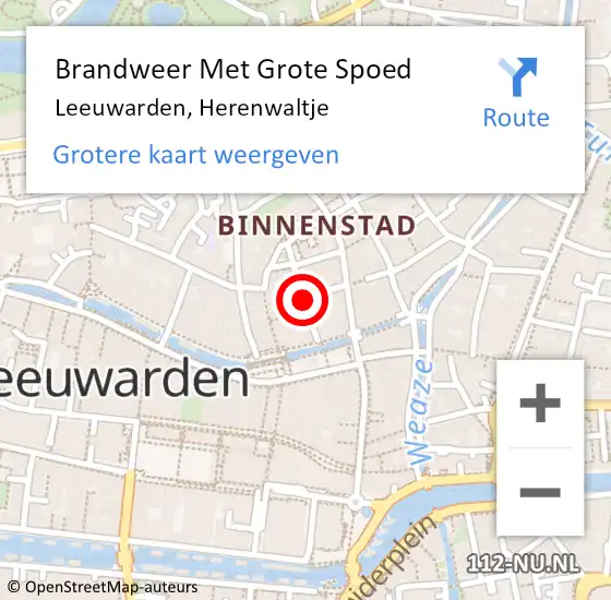 Locatie op kaart van de 112 melding: Brandweer Met Grote Spoed Naar Leeuwarden, Herenwaltje op 28 augustus 2018 16:39