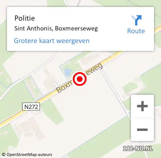 Locatie op kaart van de 112 melding: Politie Sint Anthonis, Boxmeerseweg op 28 augustus 2018 17:35