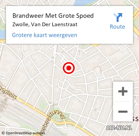 Locatie op kaart van de 112 melding: Brandweer Met Grote Spoed Naar Zwolle, Van Der Laenstraat op 28 augustus 2018 18:40