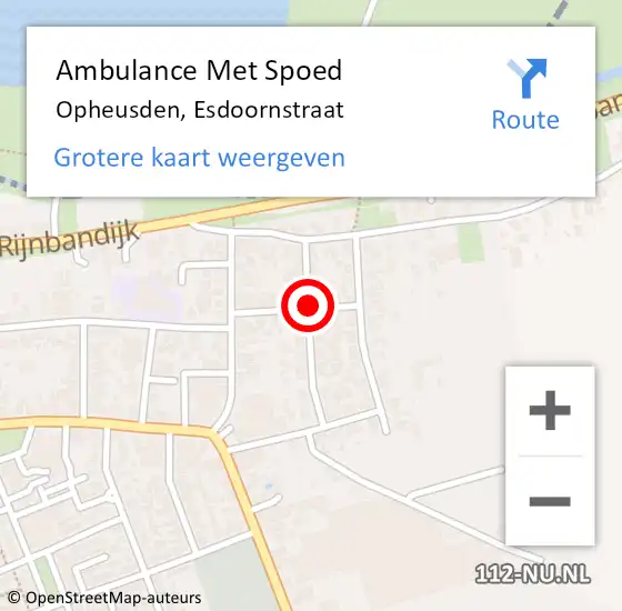 Locatie op kaart van de 112 melding: Ambulance Met Spoed Naar Opheusden, Meidoornstraat op 28 augustus 2018 19:03
