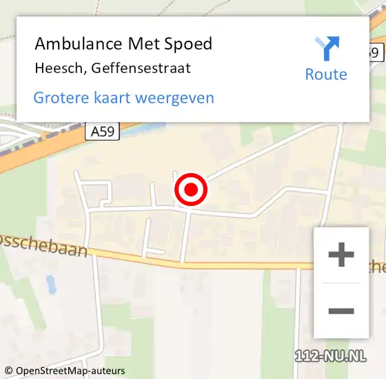 Locatie op kaart van de 112 melding: Ambulance Met Spoed Naar Heesch, Geffensestraat op 28 augustus 2018 19:43