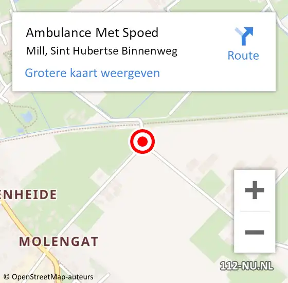 Locatie op kaart van de 112 melding: Ambulance Met Spoed Naar Mill, Sint Hubertse Binnenweg op 28 augustus 2018 19:45