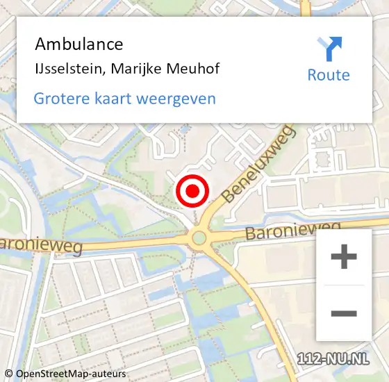 Locatie op kaart van de 112 melding: Ambulance IJsselstein, Marijke Meuhof op 28 augustus 2018 19:48