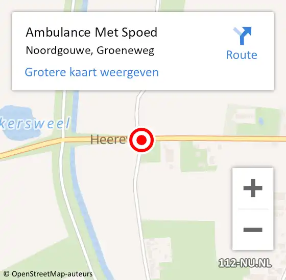 Locatie op kaart van de 112 melding: Ambulance Met Spoed Naar Noordgouwe, Groeneweg op 28 augustus 2018 19:54