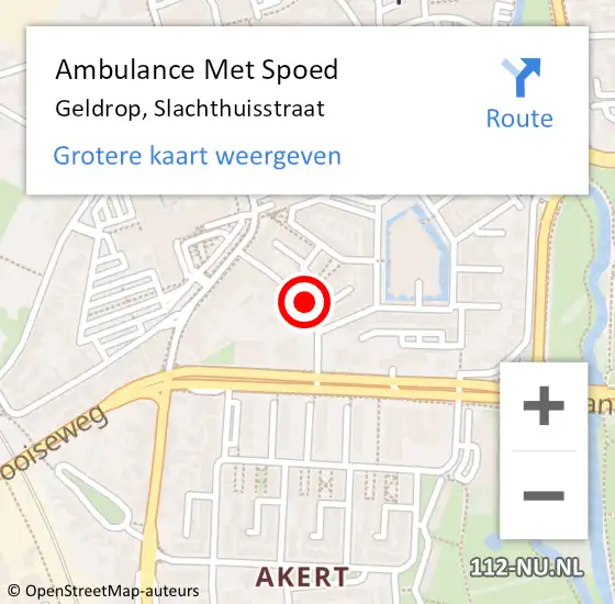 Locatie op kaart van de 112 melding: Ambulance Met Spoed Naar Geldrop, Slachthuisstraat op 28 augustus 2018 20:02