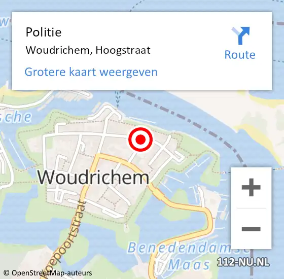 Locatie op kaart van de 112 melding: Politie Woudrichem, Hoogstraat op 7 maart 2014 11:47