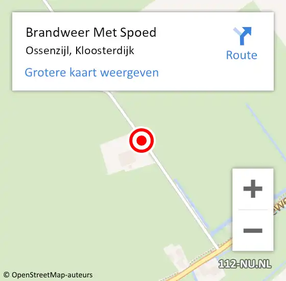 Locatie op kaart van de 112 melding: Brandweer Met Spoed Naar Ossenzijl, Kloosterdijk op 28 augustus 2018 20:35