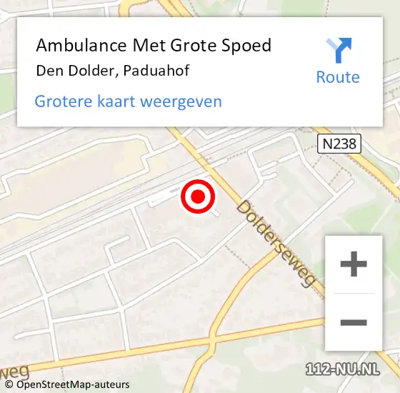 Locatie op kaart van de 112 melding: Ambulance Met Grote Spoed Naar Den Dolder, Paduahof op 28 augustus 2018 20:40