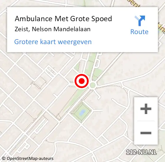 Locatie op kaart van de 112 melding: Ambulance Met Grote Spoed Naar Zeist, Nelson Mandelalaan op 28 augustus 2018 20:55