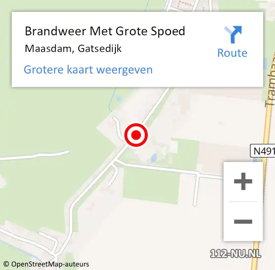 Locatie op kaart van de 112 melding: Brandweer Met Grote Spoed Naar Maasdam, Gatsedijk op 28 augustus 2018 21:48