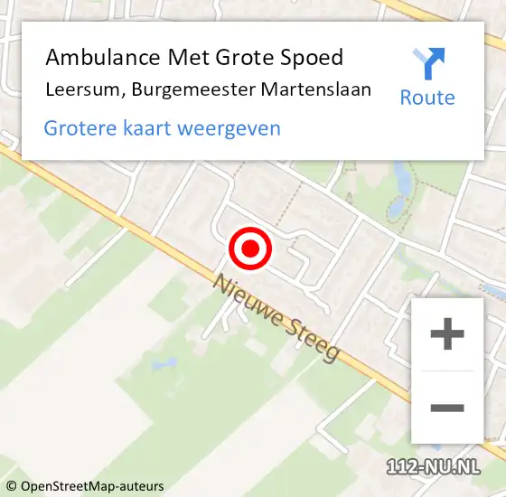 Locatie op kaart van de 112 melding: Ambulance Met Grote Spoed Naar Leersum, Burgemeester Martenslaan op 28 augustus 2018 23:09