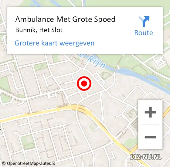 Locatie op kaart van de 112 melding: Ambulance Met Grote Spoed Naar Bunnik, Het Slot op 28 augustus 2018 23:42