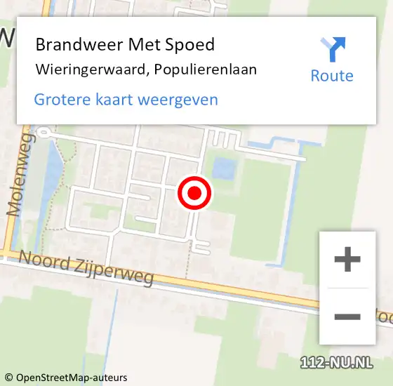 Locatie op kaart van de 112 melding: Brandweer Met Spoed Naar Wieringerwaard, Populierenlaan op 29 augustus 2018 00:36