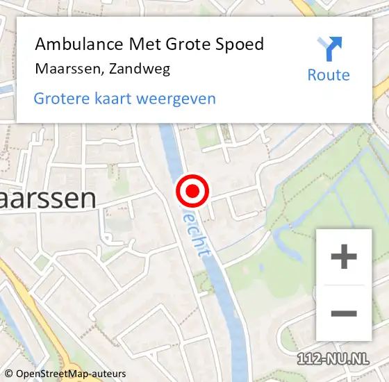 Locatie op kaart van de 112 melding: Ambulance Met Grote Spoed Naar Maarssen, Zandweg op 29 augustus 2018 02:10