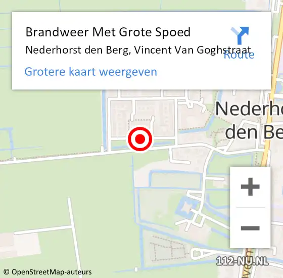 Locatie op kaart van de 112 melding: Brandweer Met Grote Spoed Naar Nederhorst den Berg, Vincent Van Goghstraat op 29 augustus 2018 03:09