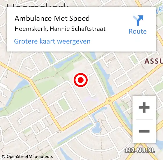 Locatie op kaart van de 112 melding: Ambulance Met Spoed Naar Heemskerk, Hannie Schaftstraat op 29 augustus 2018 05:12