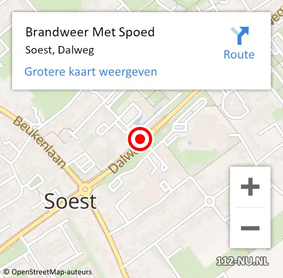 Locatie op kaart van de 112 melding: Brandweer Met Spoed Naar Soest, Dalweg op 29 augustus 2018 08:51