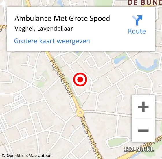 Locatie op kaart van de 112 melding: Ambulance Met Grote Spoed Naar Veghel, Lavendellaar op 29 augustus 2018 08:53