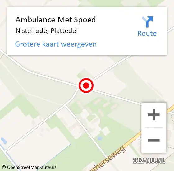 Locatie op kaart van de 112 melding: Ambulance Met Spoed Naar Nistelrode, Plattedel op 29 augustus 2018 09:13