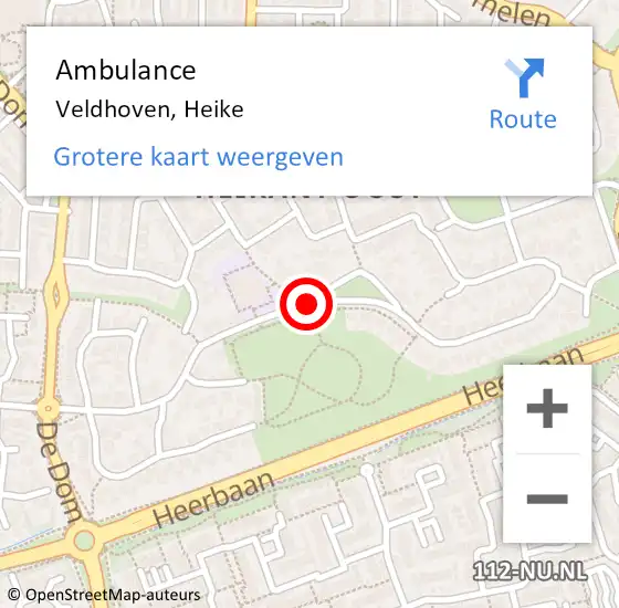 Locatie op kaart van de 112 melding: Ambulance Veldhoven, Heike op 29 augustus 2018 09:16