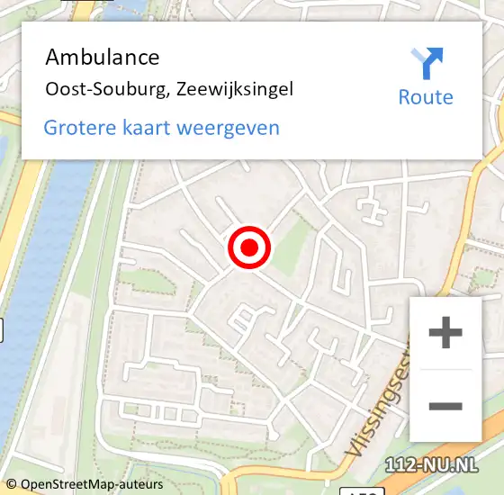 Locatie op kaart van de 112 melding: Ambulance Oost-Souburg, Zeewijksingel op 29 augustus 2018 09:22