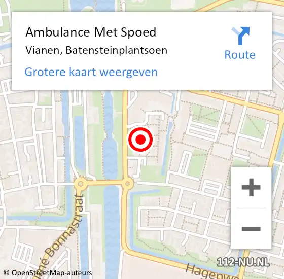 Locatie op kaart van de 112 melding: Ambulance Met Spoed Naar Vianen, Batensteinplantsoen op 29 augustus 2018 09:37