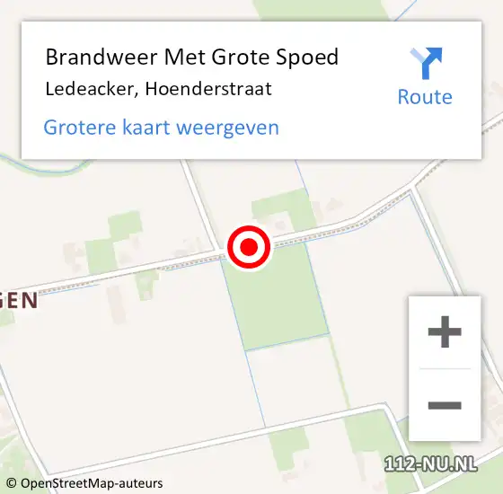 Locatie op kaart van de 112 melding: Brandweer Met Grote Spoed Naar Ledeacker, Hoenderstraat op 29 augustus 2018 11:22
