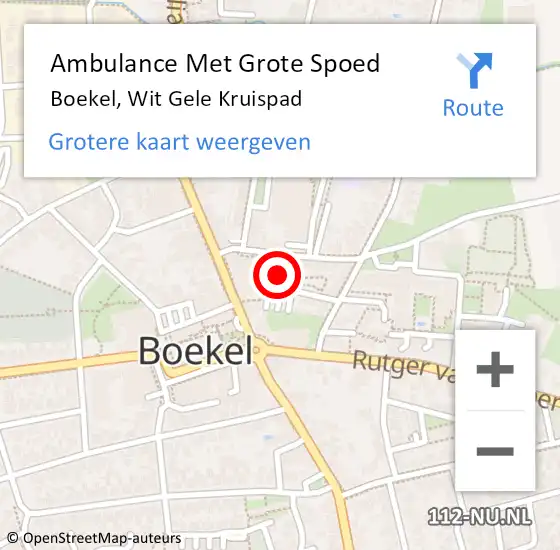 Locatie op kaart van de 112 melding: Ambulance Met Grote Spoed Naar Boekel, Wit Gele Kruispad op 29 augustus 2018 11:26