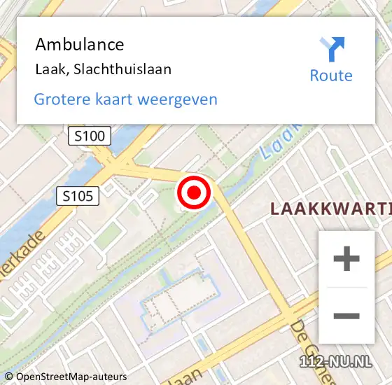 Locatie op kaart van de 112 melding: Ambulance Laak, Slachthuislaan op 7 maart 2014 12:33