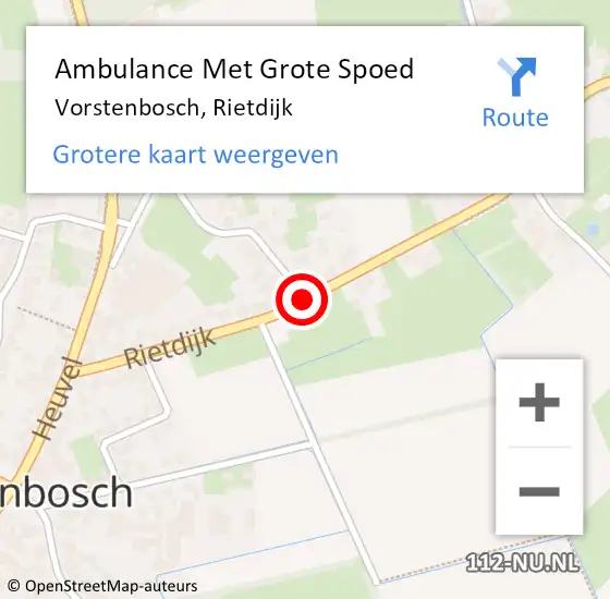 Locatie op kaart van de 112 melding: Ambulance Met Grote Spoed Naar Vorstenbosch, Rietdijk op 29 augustus 2018 11:50