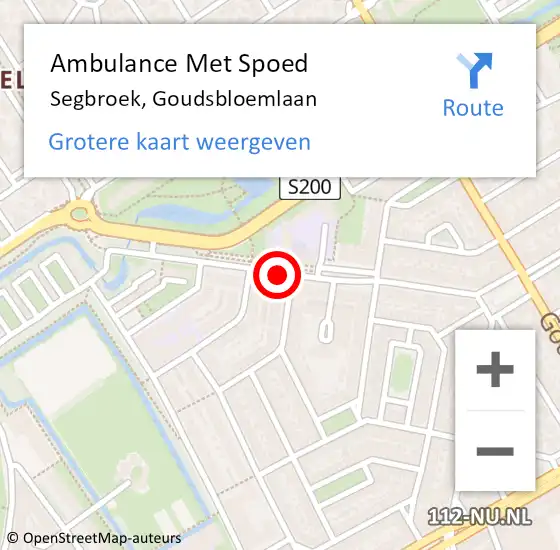 Locatie op kaart van de 112 melding: Ambulance Met Spoed Naar Segbroek, Goudsbloemlaan op 29 augustus 2018 12:50