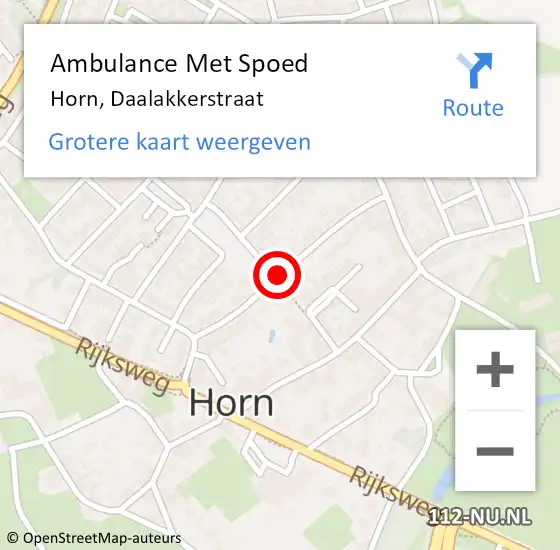 Locatie op kaart van de 112 melding: Ambulance Met Spoed Naar Horn, Daalakkerstraat op 29 augustus 2018 12:52