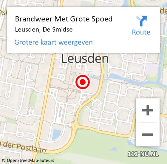 Locatie op kaart van de 112 melding: Brandweer Met Grote Spoed Naar Leusden, De Smidse op 29 augustus 2018 13:26