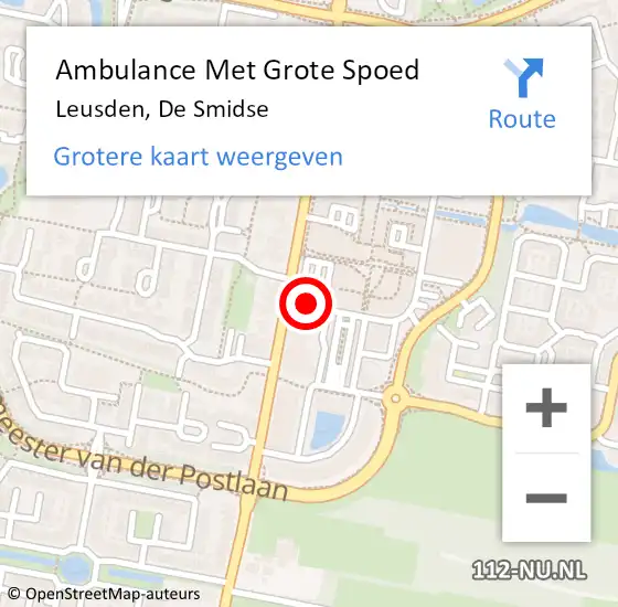 Locatie op kaart van de 112 melding: Ambulance Met Grote Spoed Naar Leusden, De Smidse op 29 augustus 2018 13:27