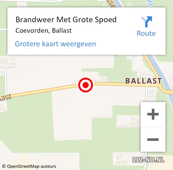 Locatie op kaart van de 112 melding: Brandweer Met Grote Spoed Naar Coevorden, Ballast op 7 maart 2014 12:45