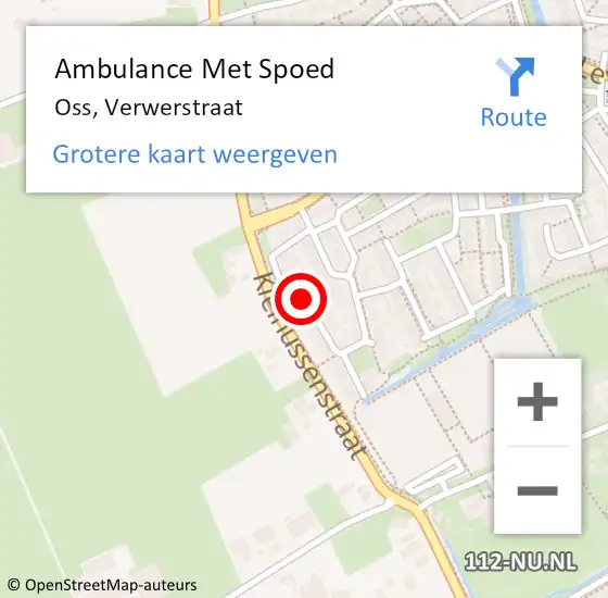 Locatie op kaart van de 112 melding: Ambulance Met Spoed Naar Oss, Verwerstraat op 29 augustus 2018 13:58