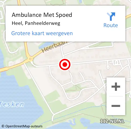 Locatie op kaart van de 112 melding: Ambulance Met Spoed Naar Heel, Panheelderweg op 29 augustus 2018 14:16