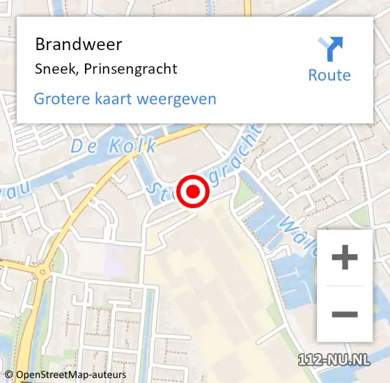 Locatie op kaart van de 112 melding: Brandweer Sneek, Prinsengracht op 29 augustus 2018 14:45