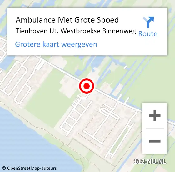 Locatie op kaart van de 112 melding: Ambulance Met Grote Spoed Naar Tienhoven Ut, Westbroekse Binnenweg op 29 augustus 2018 15:10