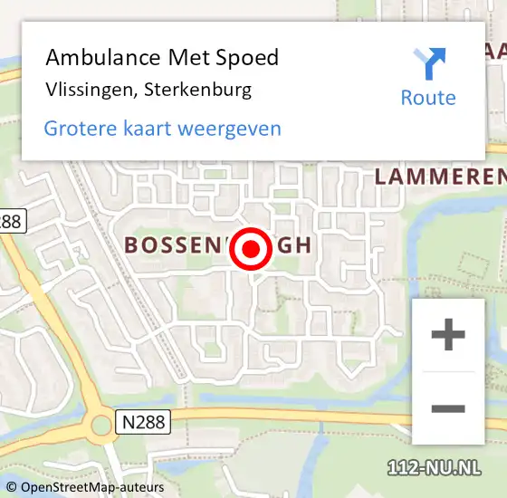 Locatie op kaart van de 112 melding: Ambulance Met Spoed Naar Vlissingen, Sterkenburg op 29 augustus 2018 16:15