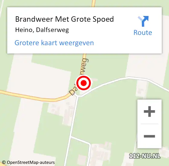 Locatie op kaart van de 112 melding: Brandweer Met Grote Spoed Naar Heino, Dalfserweg op 7 maart 2014 13:06