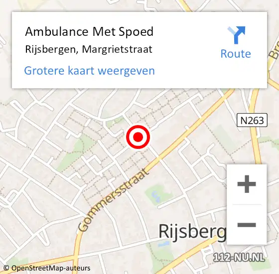 Locatie op kaart van de 112 melding: Ambulance Met Spoed Naar Rijsbergen, Margrietstraat op 29 augustus 2018 17:54